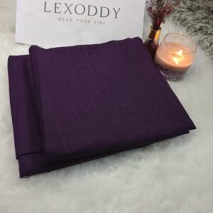 nstitched 2-piece deep purple suit featuring a vertical self-stripe texture and floral jacquard accents.